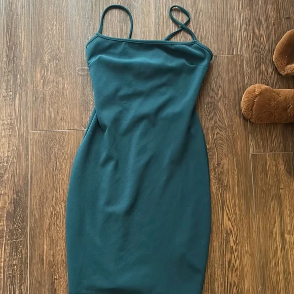 green satin off the shoulder dress Short Tight Satin Off The Shoulder Dress main image 0
